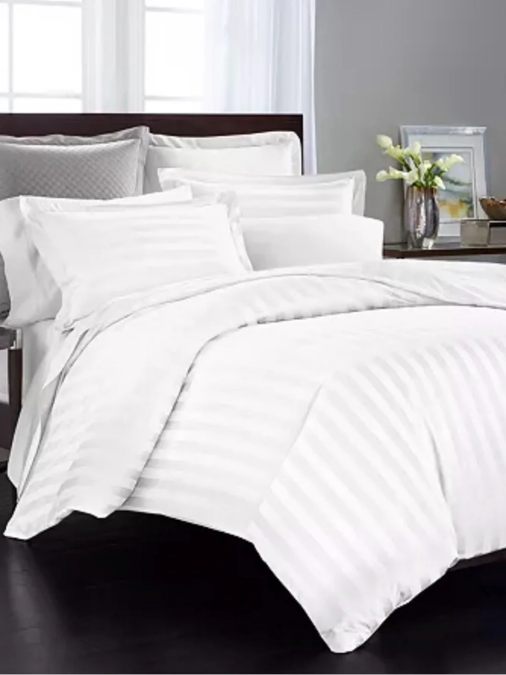 Charter Club White Damask 100% Cotton Count Duvet Cover Set - Retail $250
